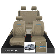 VW California Ocean/Coast/Beach/Surf Inka Fully Tailored Waterproof Seat Covers Sand Front & Rear With ISOFIX Fits T6.1 ,T6,T5.1 all model years fits with and without airbags - CALI-SERIES Embroidery