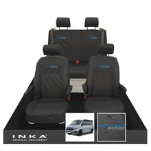 Load image into Gallery viewer, VW California Ocean/Coast/Beach/Surf Inka Fully Tailored Waterproof Seat Covers Black Front &amp; Rear With ISOFIX Fits T6.1 ,T6,T5.1 all model years fits with and without airbags
