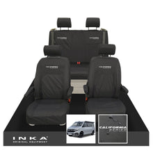 Load image into Gallery viewer, VW California Ocean/Coast/Beach/Surf Inka Fully Tailored Waterproof Seat Covers Black Front &amp; Rear With ISOFIX Fits T6.1 ,T6,T5.1 all model years fits with and without airbags
