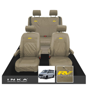 VW California Ocean/Coast/Beach/Surf Inka Fully Tailored Waterproof Seat Covers Sand Front & Rear With ISOFIX Fits T6.1 ,T6,T5.1 all model years fits with and without airbags