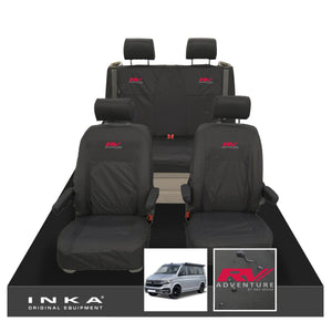 VW California Ocean/Coast/Beach/Surf Inka Fully Tailored Waterproof Seat Covers Black Front & Rear With ISOFIX Fits T6.1 ,T6,T5.1 all model years fits with and without airbags