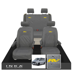 VW California Ocean/Coast/Beach/Surf Inka Fully Tailored Waterproof Seat Covers Grey Front & Rear With ISOFIX Fits T6.1 ,T6,T5.1 all model years fits with and without airbags