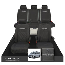 Load image into Gallery viewer, VW California Ocean/Coast/Beach/Surf Inka Fully Tailored Waterproof Seat Covers Black Front &amp; Rear With ISOFIX Fits T6.1 ,T6,T5.1 all model years fits with and without airbags
