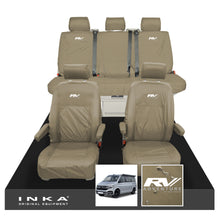 Load image into Gallery viewer, VW California Ocean/Coast/Beach/Surf Inka Fully Tailored Waterproof Seat Covers Beige Sand Front &amp; Rear With ISOFIX Fits T6.1 ,T6,T5.1 all model years fits with and without airbags
