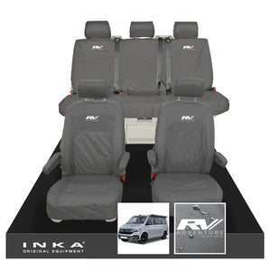 VW California Ocean/Coast/Beach/Surf Inka Fully Tailored Waterproof Seat Covers Grey Front & Rear With ISOFIX Fits T6.1 ,T6,T5.1 all model years fits with and without airbags