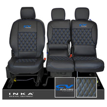 Load image into Gallery viewer, Citroen Berlingo MK2 Front 1+2 CV RACING INKA Bentley Leatherette Tailored Seat Covers Black MY 08-17
