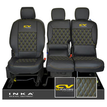 Load image into Gallery viewer, Citroen Berlingo MK2 Front 1+2 CV RACING INKA Bentley Leatherette Tailored Seat Covers Black MY 08-17
