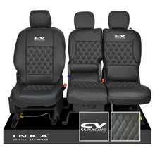 Load image into Gallery viewer, Citroen Berlingo MK2 Front 1+2 CV RACING INKA Bentley Leatherette Tailored Seat Covers Black MY 08-17
