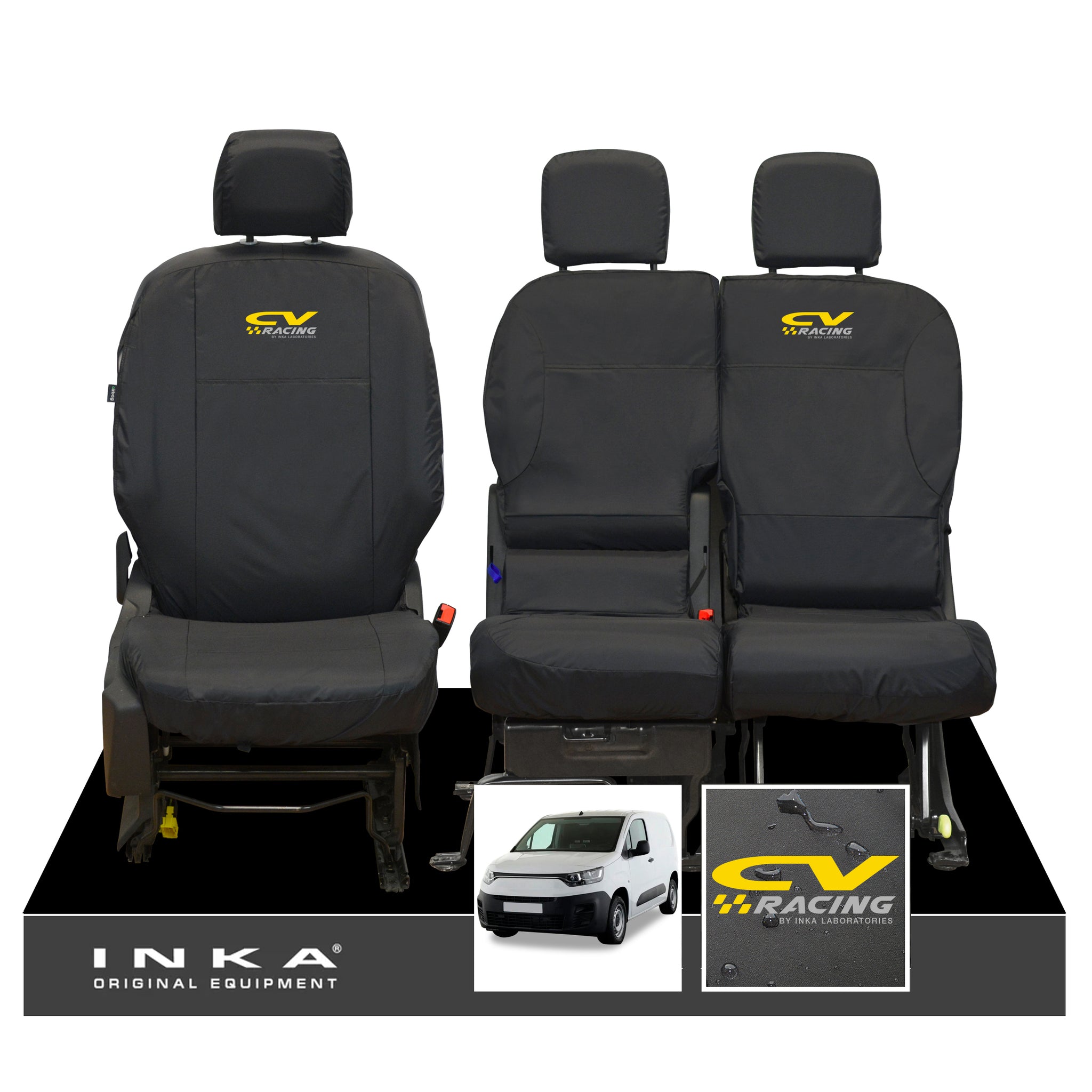Fiat Doblo INKA Front 1 2 Tailored Waterproof Seat Covers Black MY 202 Inka Corp