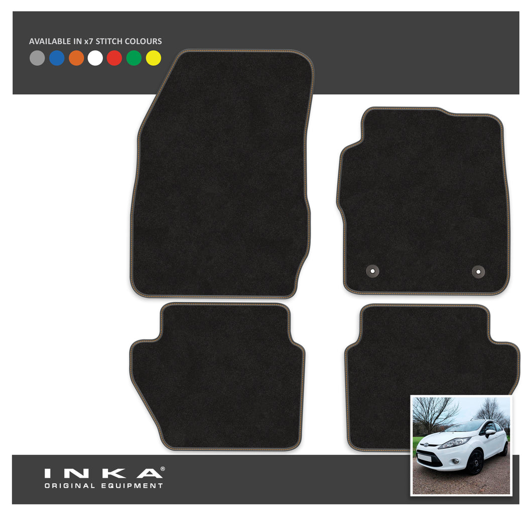 Ford Fiesta MK7 Front & Rear Premium Tailored Carpet Mat Set with 7x Stitch Colours Fits MY11 to MY17