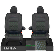 All New Ford Transit Custom Front 1+1 CUSTOM PROFESSIONAL INKA Bentley Leatherette Tailored Seat Covers Black MY-2024 (Choice of 7 Colours)