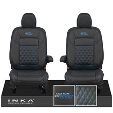 Load image into Gallery viewer, All New Ford Transit Custom Front 1+1 CUSTOM SPORT INKA Bentley Leatherette Tailored Seat Covers Black MY-2024 (Choice of 7 Colours)
