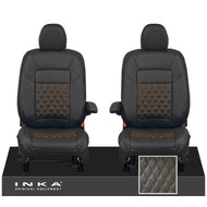 All New Ford Transit Custom Front 1+1 INKA Bentley Leatherette Tailored Seat Covers Black MY-2024 (Choice of 7 Colours)
