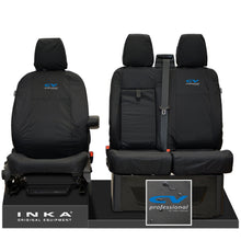 Load image into Gallery viewer, Ford Transit MK8 Jumbo INKA Front Set 1+2 Tailored Waterproof Seat Covers Black
