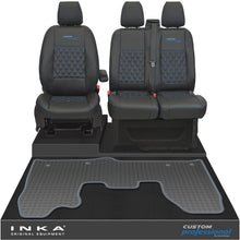 Load image into Gallery viewer, Ford Transit Custom MK1 Front 1+2 Bentley Diamond Quilt Leatherette Tailored Seat Covers &amp; Tailored Rubber Mat Black MY-12-23 (Choice of 7 Colours) - Custom Professional Embroidery
