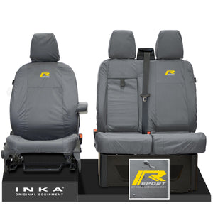 Ford Transit MK8 Jumbo INKA Front Set 1+2 Tailored Waterproof Seat Covers Grey