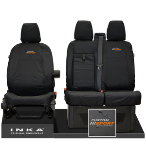 Ford Transit Custom MK1 INKA Front Set 1+2 Tailored Waterproof Seat Covers Black MY-12-23 (Choice of 7 Colours)