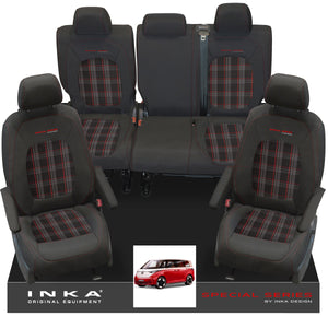 VW ID Buzz Life Style GTX Front & Rear Full Set Tailored Seat Covers, Second Skin Tartan With Special Series Embroidery MY22 onwards
