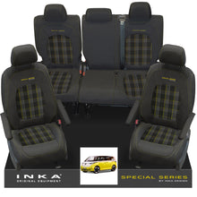 Load image into Gallery viewer, VW ID Buzz Life Style GTX Front &amp; Rear Full Set Tailored Seat Covers, Second Skin Tartan With Special Series Embroidery MY22 onwards
