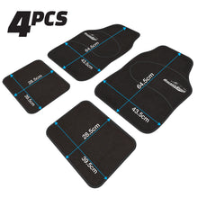 Load image into Gallery viewer, Racers Edge Universal Car Mats 4pcs Black with Embroidered Logos &amp; Piping, Anti Slip backing, Heel Pad &amp; Durable Carpet
