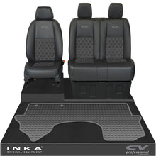 Load image into Gallery viewer, Mercedes Benz Sprinter Front 1+2 Bentley Diamond Quilt Leatherette Tailored Seat Covers &amp; Tailored Rubber Mat Black MY18 To Present Fits All Derivatives (Choice of 7 Colours)
