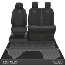 Load image into Gallery viewer, New Mercedes Benz Sprinter INKA Front 1+2 Tailored Waterproof Seat Covers &amp; Tailored Rubber Mat Black MY18 To Present

