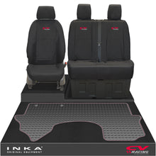 Load image into Gallery viewer, New Mercedes Benz Sprinter INKA Front 1+2 Tailored Waterproof Seat Covers &amp; Tailored Rubber Mat Black MY18 To Present
