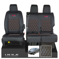 Peugeot Expert INKA Front 1+2 Bentley Diamond Quilt Leatherette Tailored Seat Covers Black MY16 To Present