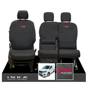 Peugeot Partner MK3 Front Inka Fully Tailored Waterproof Seat Covers Black MY2018 Onwards