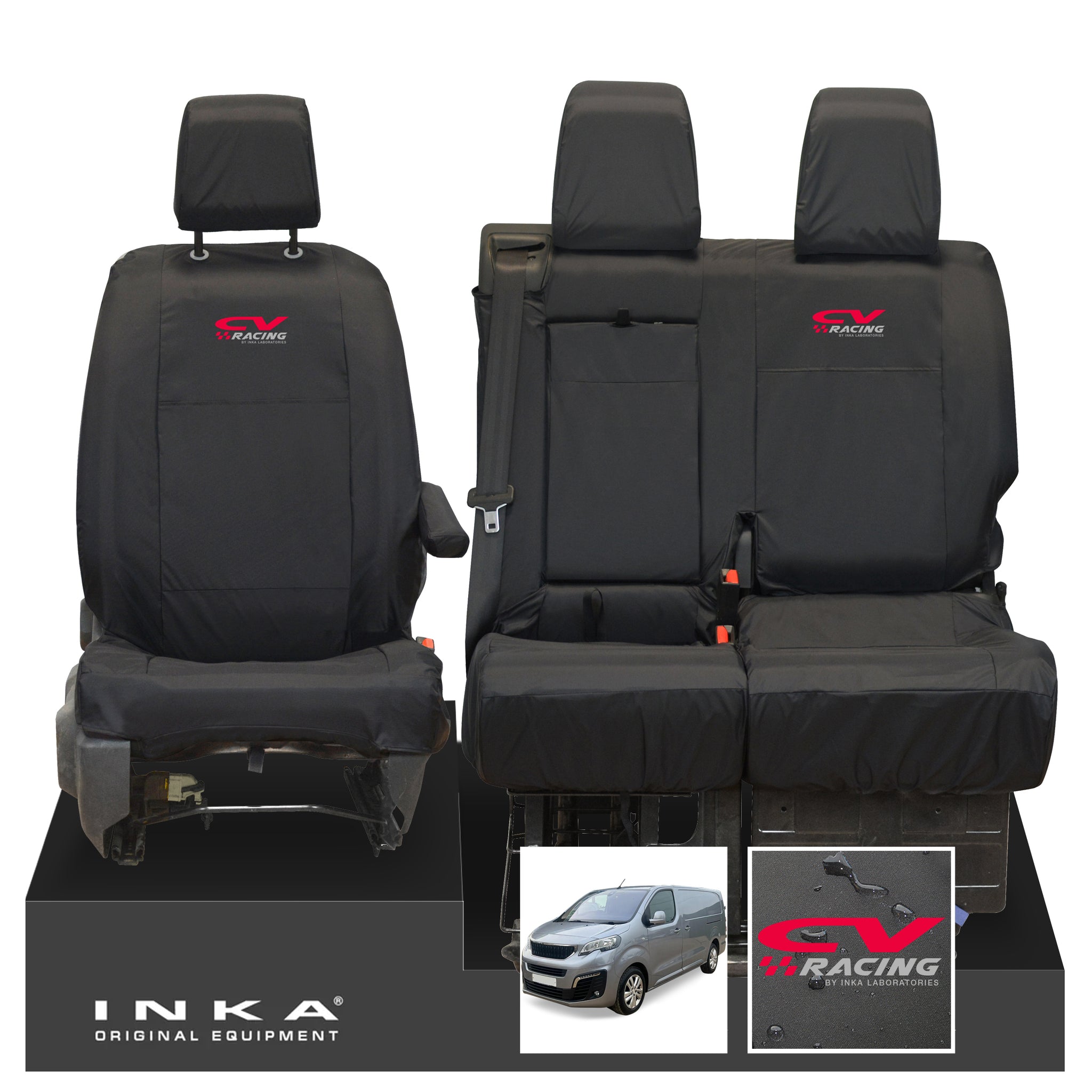 Tailored Waterproof Front Seat Covers For Peugeot Expert Van (2025+ Model) - Black, RHD, Airbag Compatible