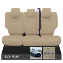 Load image into Gallery viewer, Range Rover SPORT L320 MK1 Rear Tailored Waterproof Seat Covers with Center Armrest Almond MY05-13 With Global Explorer Edition Embroidery
