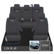 Range Rover SPORT L320 MK1 Front & Rear Set with Center Armrest Tailored Waterproof Seat Covers Black MY05-13 With Global Explorer Edition Embroidery