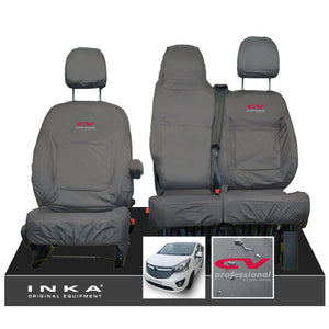 INKA Renault Trafic Sport (Business Plus) Tailored Waterproof Seat Covers Front Set 1+2 - Grey MY14 Onwards