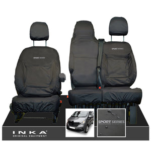 INKA Renault Trafic Sport (Business Plus) Tailored Waterproof Seat Covers Front Set 1+2 - Black MY14 Onwards