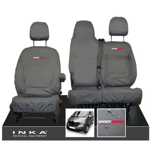 INKA Renault Trafic Sport (Business Plus) Tailored Waterproof Seat Covers Front Set 1+2 - Grey MY14 Onwards