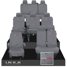 Load image into Gallery viewer, VW Transporter Shuttle T6.1, T6 Full Set Tailored Waterproof Seat Covers Grey MY 15-23
