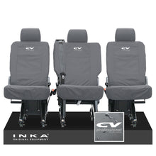 Load image into Gallery viewer, VW Transporter Shuttle T6.1, T6 Rear 1+1+1 Tailored Waterproof Seat Covers Grey MY-15-23
