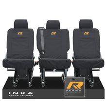 Load image into Gallery viewer, VW Transporter Shuttle T6.1, T6 Rear 1+1+1 Tailored Waterproof Seat Covers Black MY-15-23
