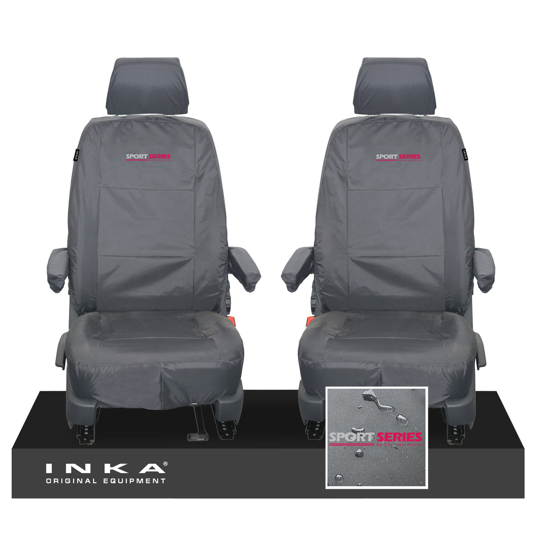 VW Transporter Shuttle T6.1, T6 Front 1+1 Tailored Waterproof Seat Covers Grey MY-15-23