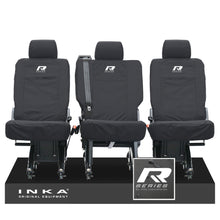 Load image into Gallery viewer, VW Transporter Shuttle T6.1, T6 Rear 1+1+1 Tailored Waterproof Seat Covers Black MY-15-23
