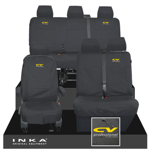 VW Transporter T6.1, T6, T5.1 Front 1+2 & Rear Triple Tailored Waterproof Seat Covers Black MY 10-24