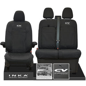 New VW Transporter T7 Panel Van INKA Front Set Tailored Waterproof Seat Covers Black MY25 Onwards