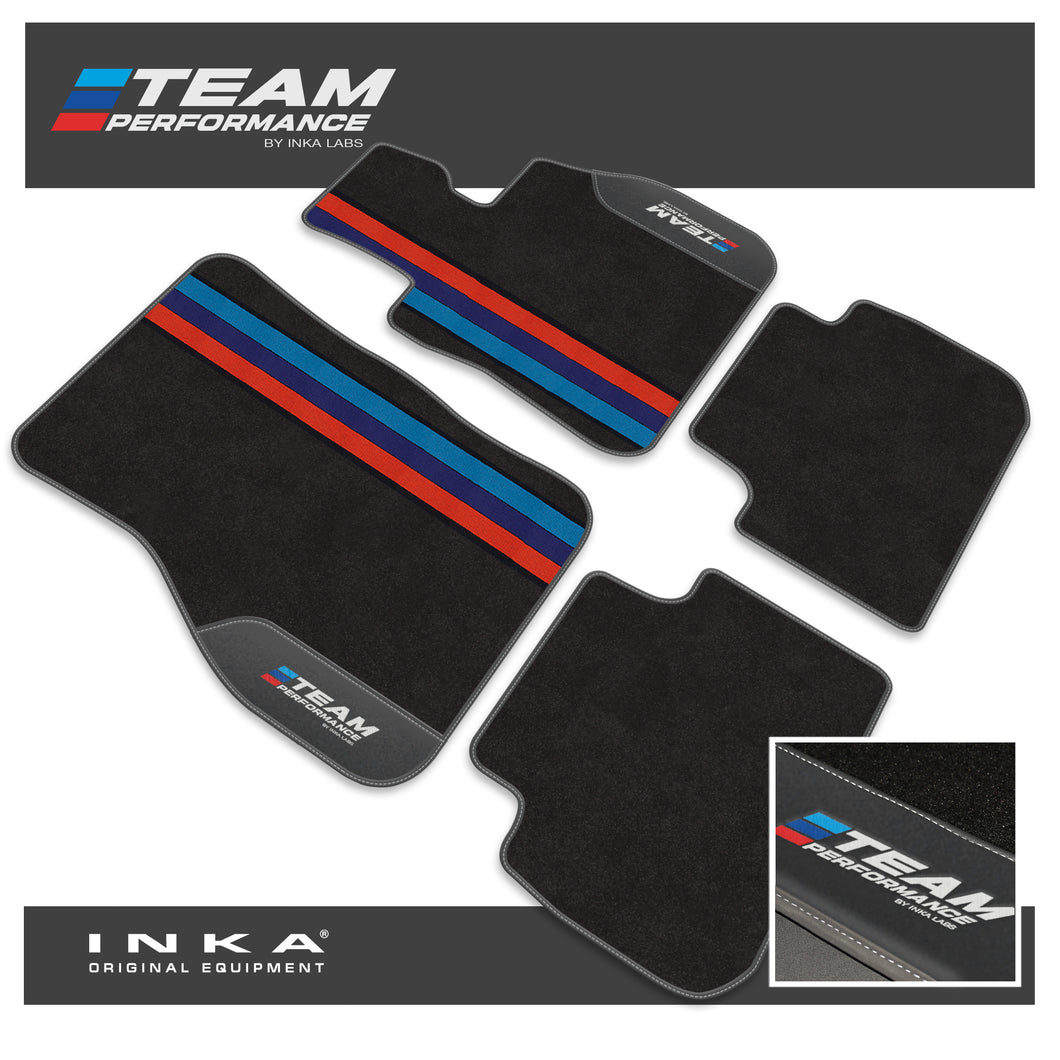 BMW 1 Series F40 Hatch Front & Rear Tailored Carpet Mat with Bespoke Embroidery & M Stripes Fits 2019 Onwards