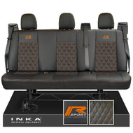 Ford Transit Custom INKA R-Sport Rear Triple Tailored Leatherette Bentley Diamond Quilt Seat Covers Black MY12-25