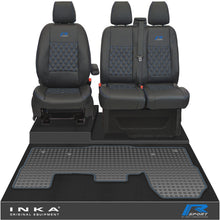 Load image into Gallery viewer, Ford Transit MK8/MK9 Front 1+2 Bentley Diamond Quilt Leatherette Tailored Seat Covers &amp; Tailored Rubber Mat Black MY14 Onwards (Choice of 7 Colours)

