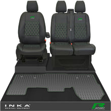 Load image into Gallery viewer, Ford Transit MK8/MK9 Front 1+2 Bentley Diamond Quilt Leatherette Tailored Seat Covers &amp; Tailored Rubber Mat Black MY14 Onwards (Choice of 7 Colours)
