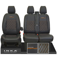 Load image into Gallery viewer, Ford Transit Custom INKA Front Tailored Seat Covers Black Bentley Diamond Quilt MY 2012-23 ( 7 COLORS )
