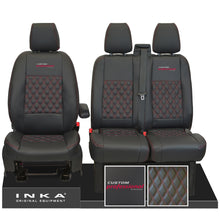 Load image into Gallery viewer, Ford Transit Custom INKA Front Tailored Seat Covers Black Bentley Diamond Quilt MY 2012-23 ( 7 COLORS )
