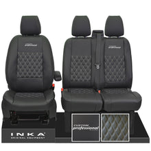 Load image into Gallery viewer, Ford Transit Custom INKA Front Tailored Seat Covers Black Bentley Diamond Quilt MY 2012-23 ( 7 COLORS )
