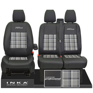Ford Transit Custom MK1 Custom Professional Front 1+2 INKA Tartan Tailored Seat Covers Black MY-12-23 (Choice of 7 Colours)